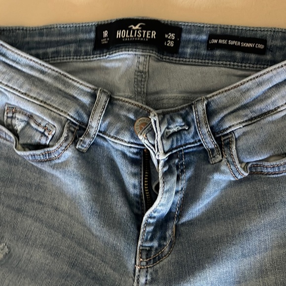 Hollister denim blue jeans low rise super skinny cropped distressed (1 juniors) - Picture 4 of 8